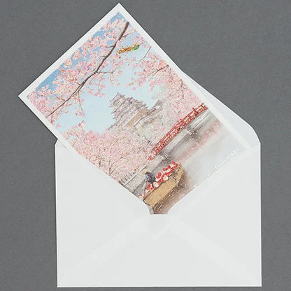 Japanese-Style Mini Santa Christmas Card, Himeji Castle