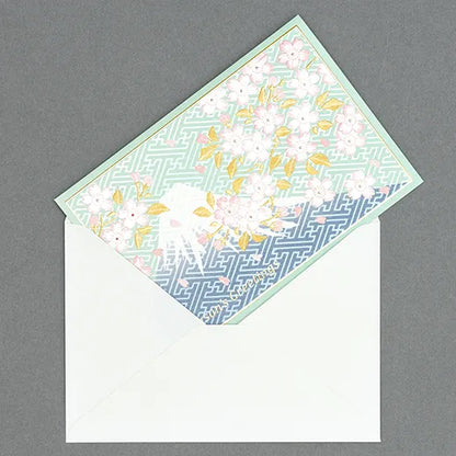 Japanese-Style Formal Card Embroidered with Mt. Fuji and Cherry Blossoms