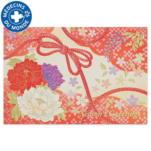 Japanese-Style Formal Card with Embroidered Flower Knot