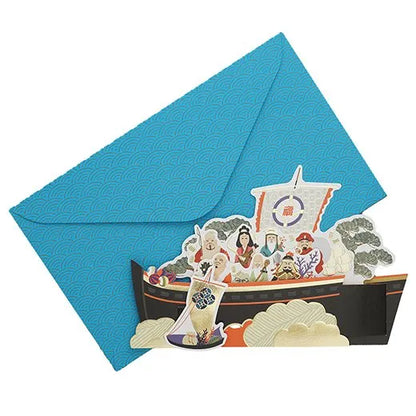 Christmas Seven Lucky Gods Pop-Up Card