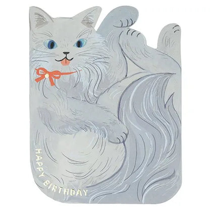 Birthday Cuddly Cat Card, Grey LE-27