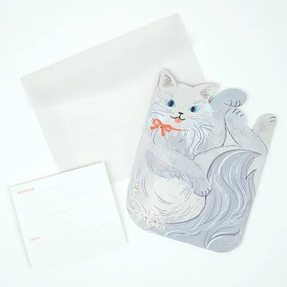 Birthday Cuddly Cat Card, Grey LE-27