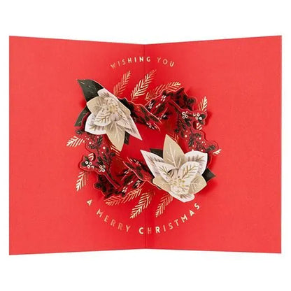 Christmas Wreath Pop-Up Card Red