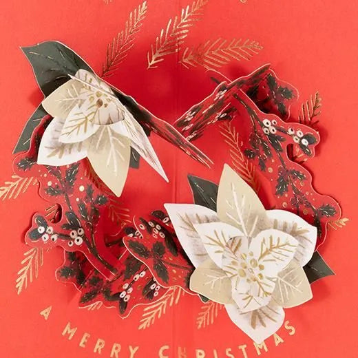 Christmas Wreath Pop-Up Card Red