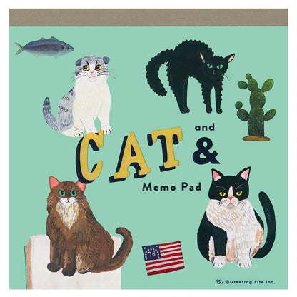 Cat and / Kahoko Sodeyama Square Memo Green