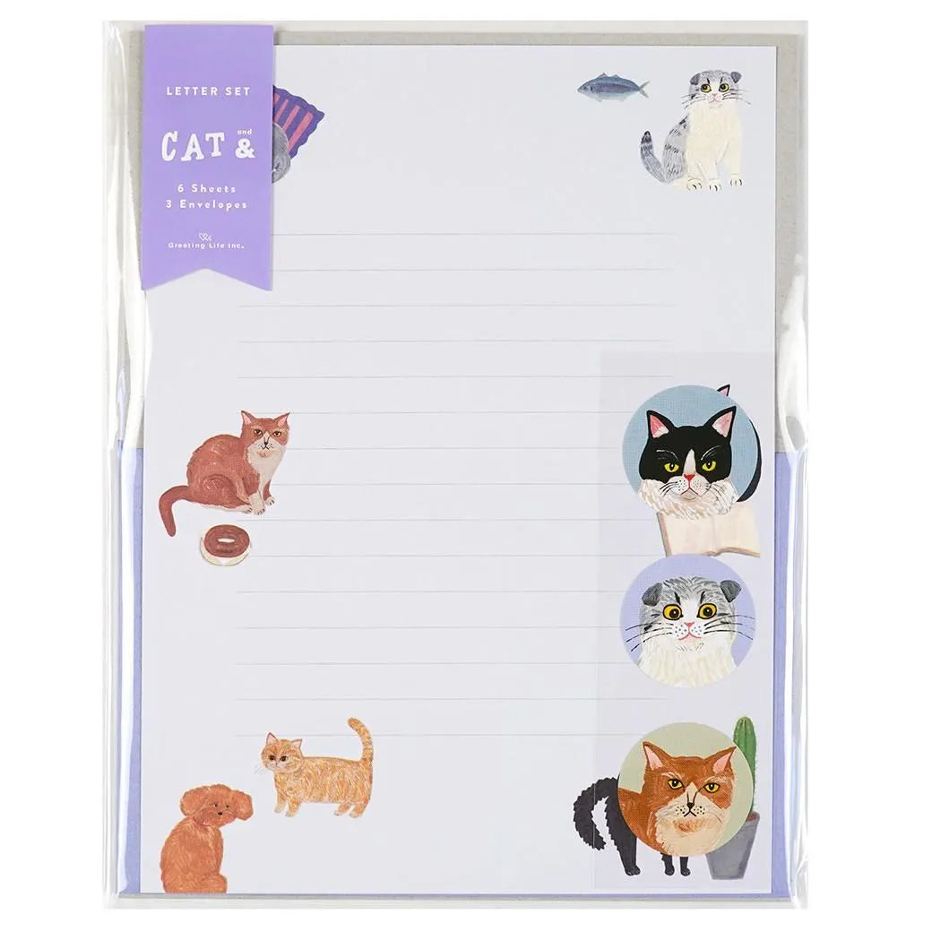 Cat and / Kahoko Sodeyama Letter Set - Purple