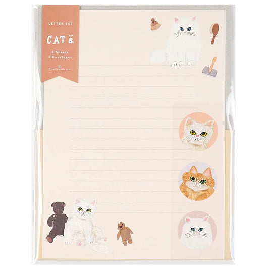 Cat and / Kahoko Sodeyama Letter Set Beige