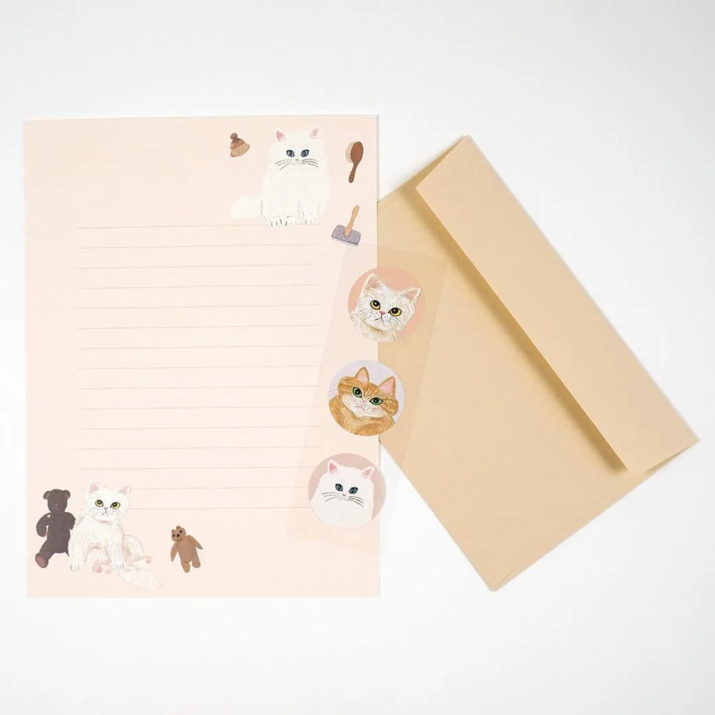Cat and / Kahoko Sodeyama Letter Set Beige