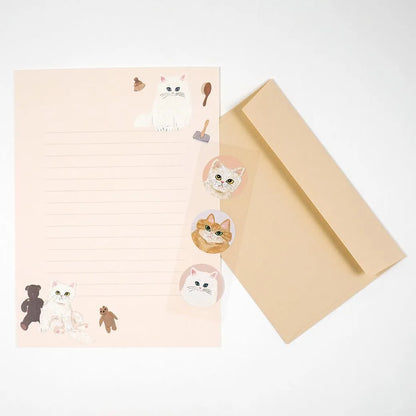 Cat and / Kahoko Sodeyama Letter Set Beige