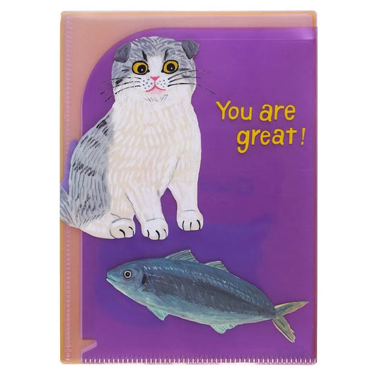 Cat and / Kahoko Sodeyama 6-Pocket Clear Holder (A5 Size) Purple