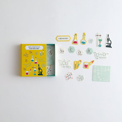 STUDY HOLIC Flake stickers with illustrated case <Chemistry> ST-276