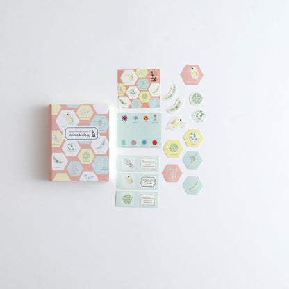 STUDY HOLIC Flake stickers with illustrated case <Microbiology> ST-279