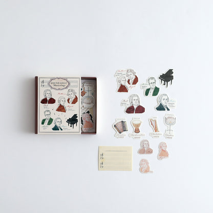 STUDY HOLIC Flake stickers with illustrated case <Musicology> ST-282
