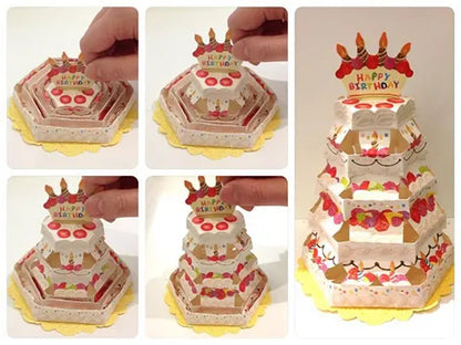 Cake tower card Happy Birthday.