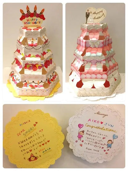 Cake tower card Happy Birthday.