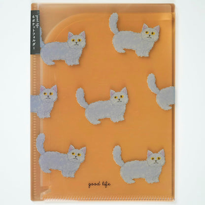 Greeting Life Yusuke Yonezu 6 Pocket Clear Holder File Open A5 Size Cat YZZ-436 Orange