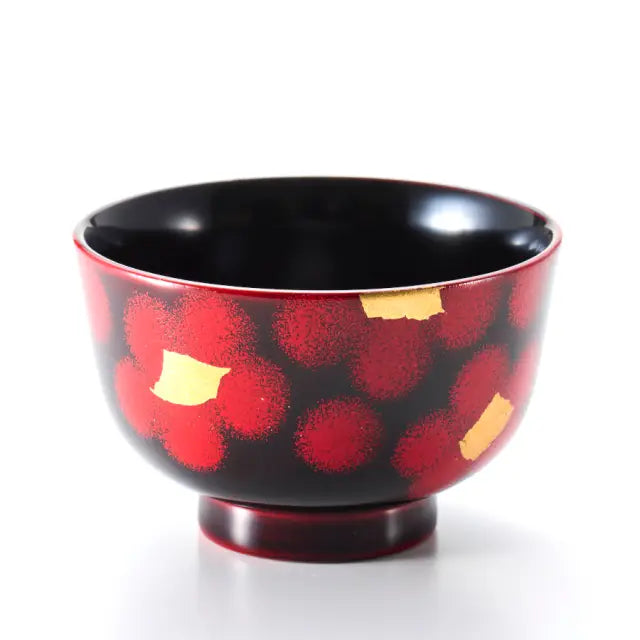 Pair of wooden bowls, red and white, lacquered, wooden bowls