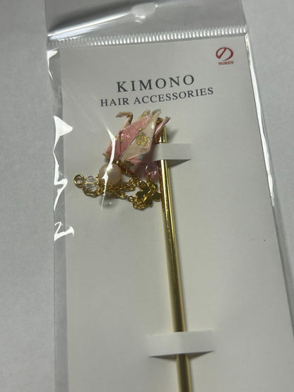 Crane hairpin, peach