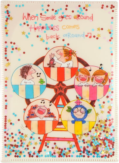 Coco-chan RYZ-1092 Greeting Life 6 Pocket Clear Holder File Open A5 Size with Sequins Ferris Wheel RYZ-1092