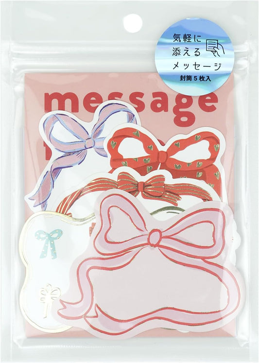 Greeting Life Gift Message Card Pack Ribbon KE-57 Pink