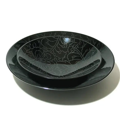 Bowl, Peony Carving, Small Lacquer-painted, Medium Bowl
