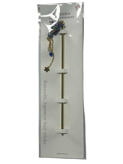 Crane hairpin, blue