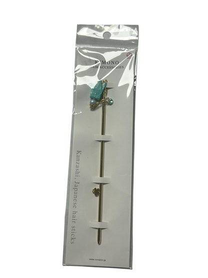 Crane hairpin, light blue