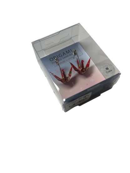 ORIGAMI Earrings, Red Crane