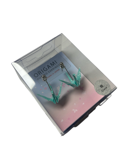ORIGAMI Earrings, Crane, Light Blue