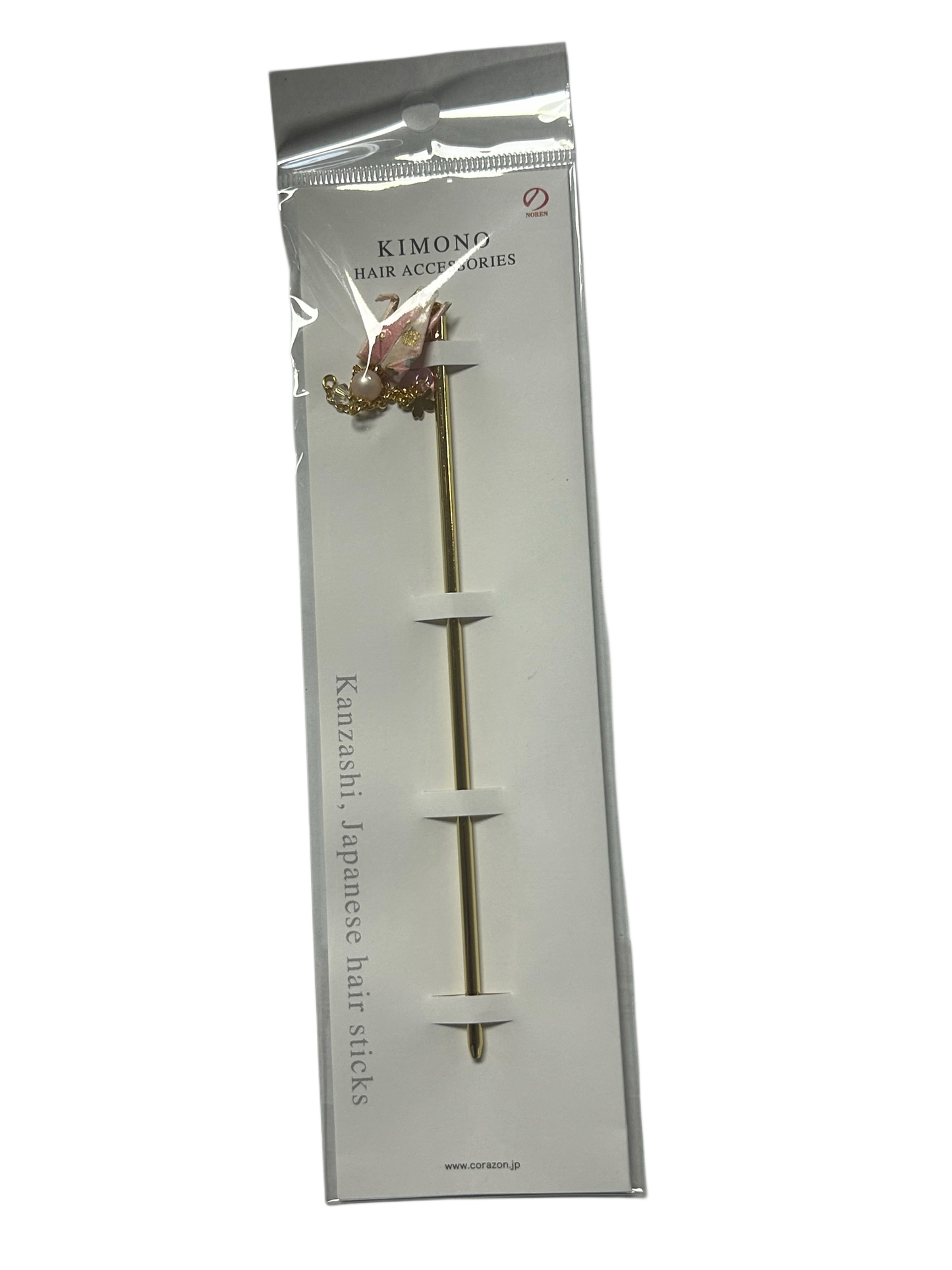 Crane hairpin, peach