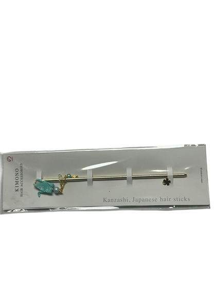 Crane hairpin, light blue