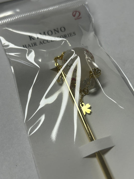 Noren Hair Pin, Bubble Ball, Hair Accessory White