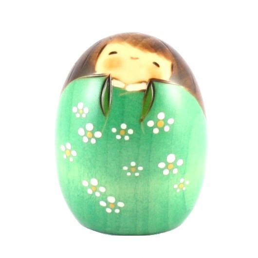 Kokeshi Doll Happy Green (k12-3812G)