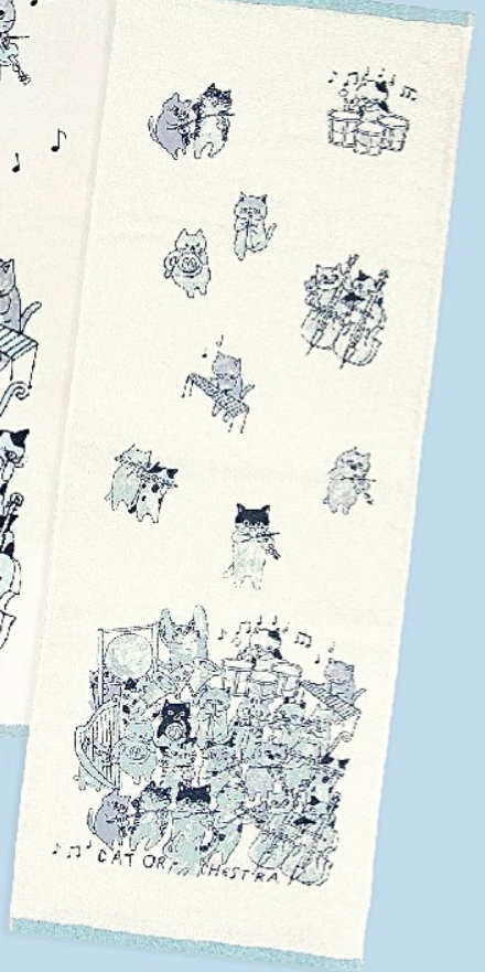 Cat Orchestra Face Towel