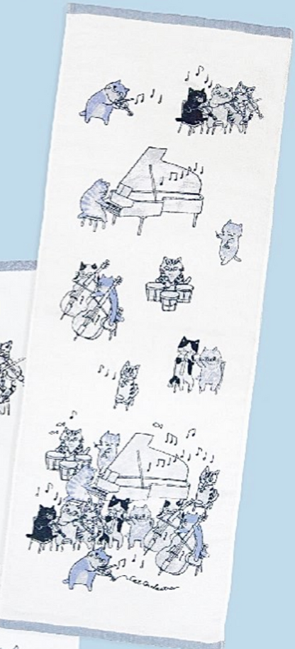 Cat Orchestra Face Towel
