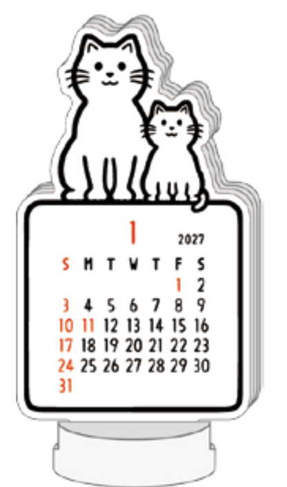 Noritake Die-Cut Calendar - Cat - 2027 Desk Calendar