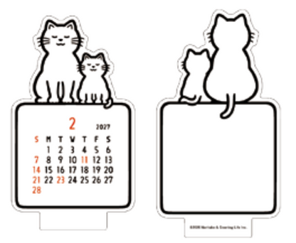Noritake Die-Cut Calendar - Cat - 2027 Desk Calendar