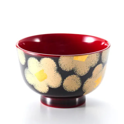 Pair of wooden bowls, red and white, lacquered, wooden bowls