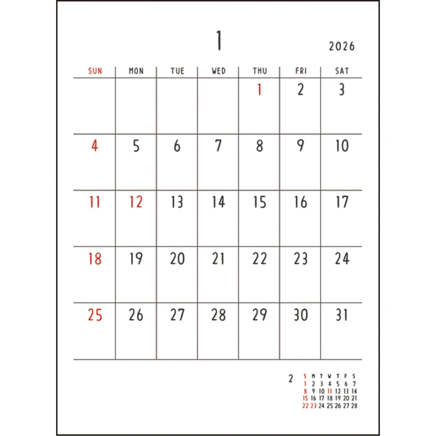2026 Wall Calendar by Noritake
