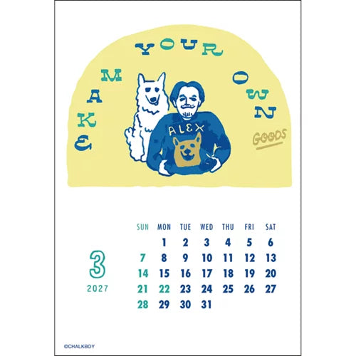 2027 Calendar - Desk Calendar with Letterpress Stand - Chalkboy