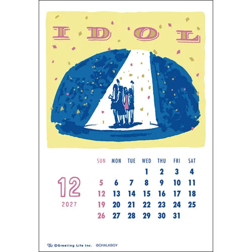 2027 Calendar - Desk Calendar with Letterpress Stand - Chalkboy
