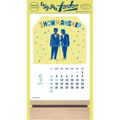 2027 Calendar - Desk Calendar with Letterpress Stand - Chalkboy