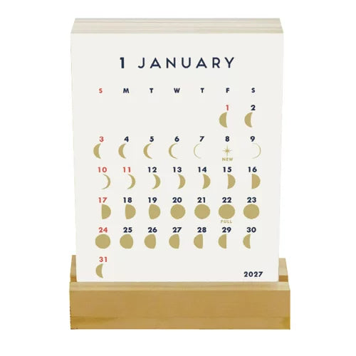 2027 Calendar - Desk Calendar with Letterpress Stand - MOON