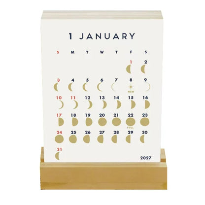2027 Calendar - Desk Calendar with Letterpress Stand - MOON