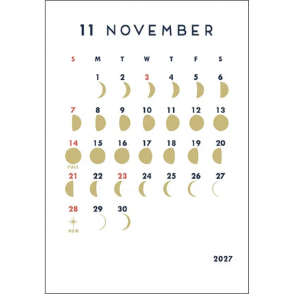 2027 Calendar - Desk Calendar with Letterpress Stand - MOON