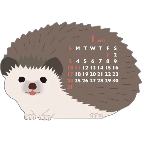 2027 Desk Calendar - Animal Die-Cut Mini - Hedgehog