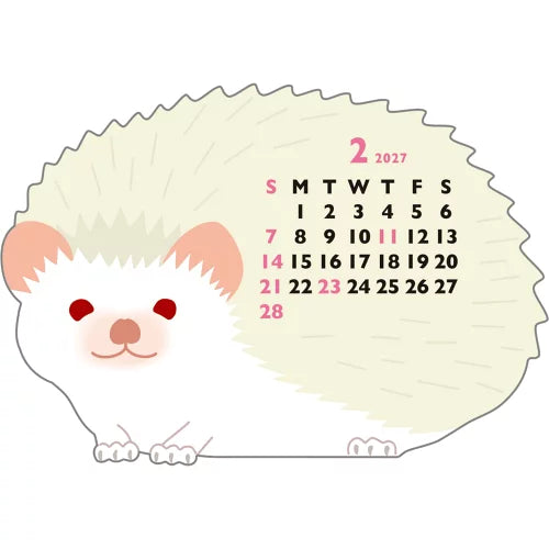 2027 Desk Calendar - Animal Die-Cut Mini - Hedgehog