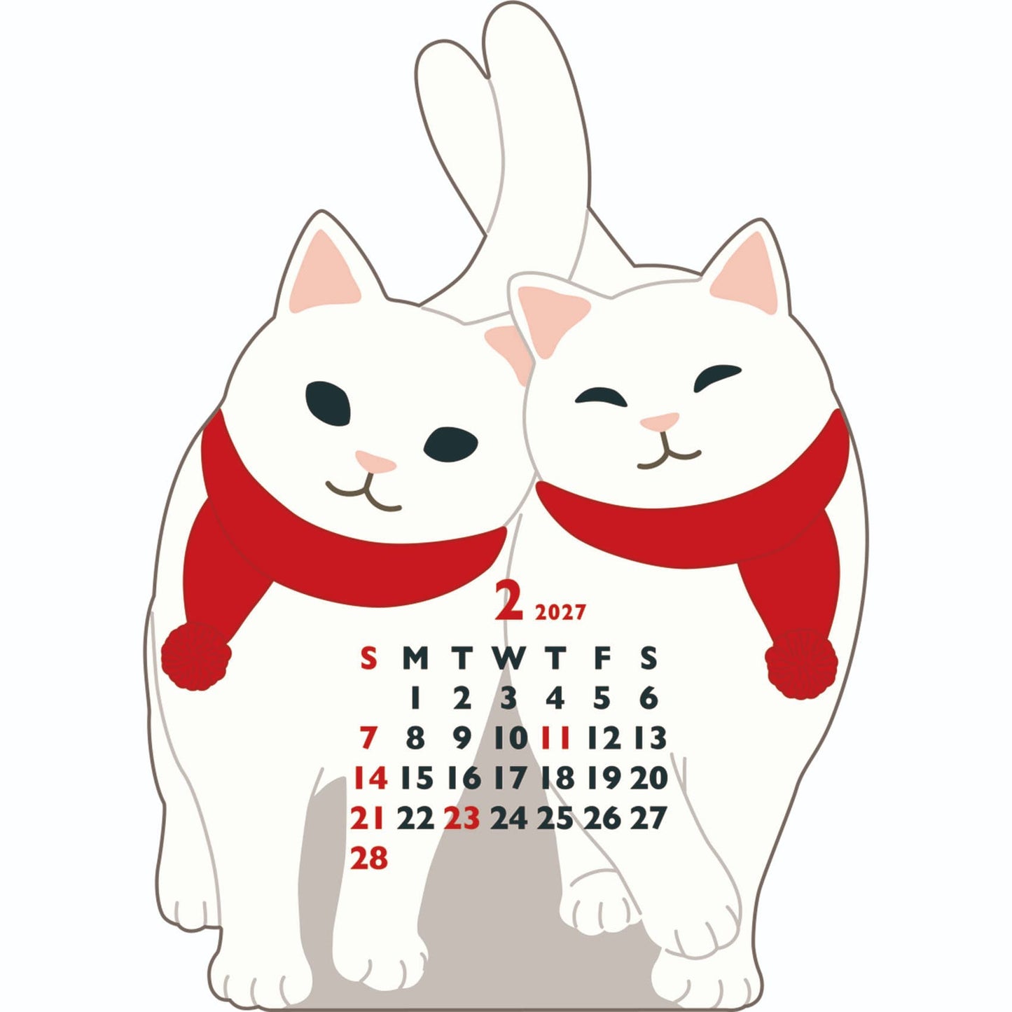 2027 Desk Calendar - Animal Die-Cut Mini - Twin Cats