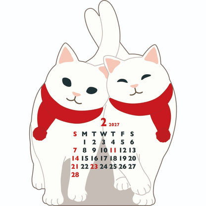 2027 Desk Calendar - Animal Die-Cut Mini - Twin Cats