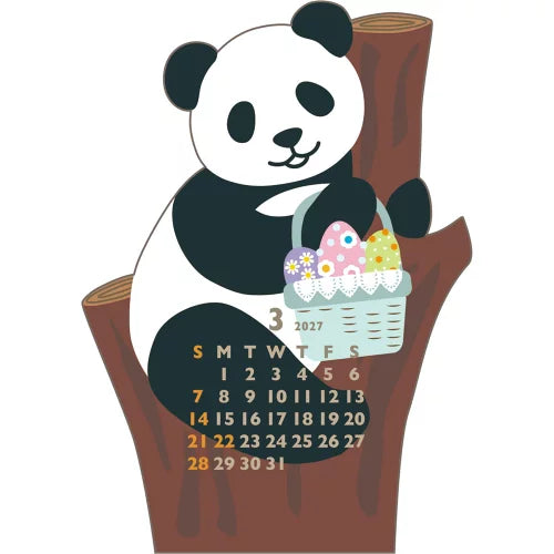 2027 Desk Calendar - Animal Die-Cut Mini - Mini Panda